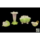 Royal Worcester - Fine Quality Hand Painted Collection of Pastel Coloured Shell Vases and Dishes ( 4