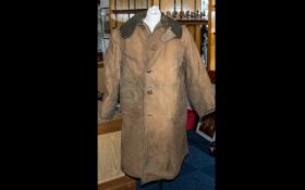 WW2 Interest A Large Khaki Aviator's Overcoat, sheepskin lined. Label to interior reads 'Coat,