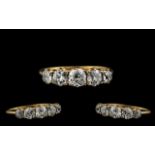 Antique Period 18ct Gold Attractive 5 Stone Diamond Set Ring marked 18ct -circa 1920's. The five old