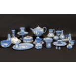 Collection of Wedgwood Blue Jasper approx 35 pieces, including a Tea Pot, Sugar Bowl, various