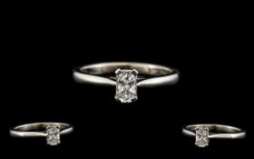 Contemporary Designer Platinum Set Super Quality Single Stone Radiant Shape Diamond Ring - Marked