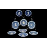 Wedgwood Pale Blue Assorted Round Trays. Includes: 2 x Menorah, 2 x Star of David, one City of