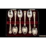 Edwardian Period Excellent Quality Silver Set of Six Kings Pattern Teaspoons - of solid ornate