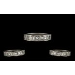 Platinum 950 Marked Contemporary Designed Diamond Set Ladies Dress Ring set with princes cut and