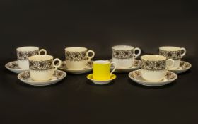 Collection of Vintage Porcelain to include six cups and saucers marked to base No. 14006 in white