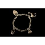 Silver Charm Bracelet. Silver charm bracelet with heart shaped clasp, hall marked silver, 7 inches