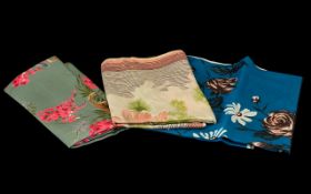 Three Jacqmar Silk Scarves comprising one with a blue grey background decorated with Grecian urns