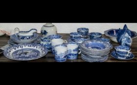 Collection of Blue & White Willow Pattern Porcelain to include Spode wall clock; 6 Britannia pottery