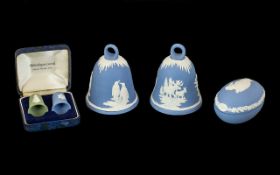 Wedgwood Blue Jasper Commemorative New Year's Bells. 1979-1981. Also include Wedgwood Blue Jasper