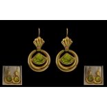 18ct Gold Superb Quality Pair of Peridot Set Earrings. Expensive design and quality made. Marked