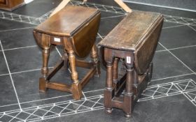 Antique Oak Gate Leg Table. Of small proportions along with a later one, 2 small tables in total,