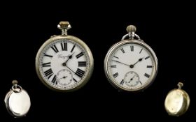 Edwardian Period Sterling Silver Keyless Open Faced Pocket Watch hallmark London 1910. Excellent