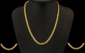 Top Quality 9ct Gold Byzantine Designer Necklace Chain marked 9.375 from the 1980's. Excellent in
