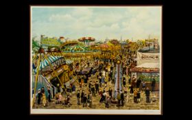 Tom Dodson Signed Limited Edition Coloured Print Issued by Studio Art 1985. Titled ''Fairground''