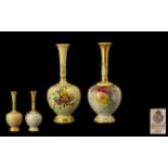 Royal Worcester Nice Quality Pair of Hand Painted Blush Ivory Specimen Vases.