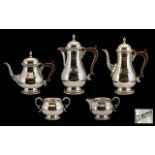 Early Elizabeth II, 1960's Contemporary Superb Quality Sterling Silver 5 Piece Tea and Coffee