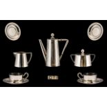 Austrian - Hungarian 1872 - 1922 Novelty Toy Seven Piece Silver Coffee Set ( for Two ) Well