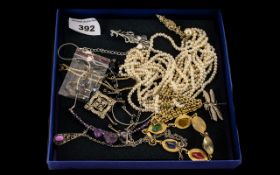 Collection of Vintage Costume Jewellery comprising M & S short silver tone necklace set with heart
