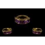 Amethyst Large Band Ring, comprising five square cut Royal purple amethysts totalling 8.5cts, making