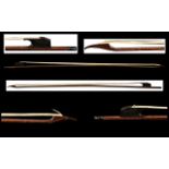 English - Snake-wood Nice Quality Violin Bow, Not Marked, Possibly J. Boby, Ebony Frog and Adjuster,