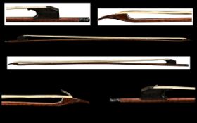 English - Snake-wood Nice Quality Violin Bow, Not Marked, Possibly J. Boby, Ebony Frog and Adjuster,