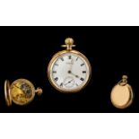 American Watch Company Walthan Traveller 9ct Gold Open Faced Keyless Pocket Watch Serial Number