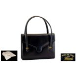 Gucci Italian Leather Ladies Handbag in navy blue leather with inside zipped compartment and stud