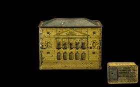 Tin Money Savings Bank - shape of the Queens Dolls House, issued by Cauldon Potteries Ltd, Stoke-