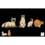 A Small Collection of Ceramic Animal Figures ( 4 ) In Total. Comprises Beswick Siamese Cat, 1st