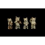 Beswick Handpainted Miniature Cat Band Figures 'Early', four in total.