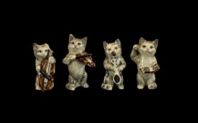 Beswick Handpainted Miniature Cat Band Figures 'Early', four in total.