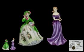 Two Royal Worcester Limited Edition Handpainted Figurines, comprising Birthstone Crystal 'Pisces'