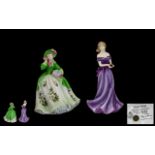 Two Royal Worcester Limited Edition Handpainted Figurines, comprising Birthstone Crystal 'Pisces'