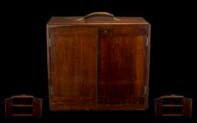 Antique Mahogany Field Campaign Medical Box the front with hinged doors and the back with a fall