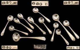 Victorian and Georgian Collection of Silver Salt Spoons 12 in total. Various makers and hallmarks