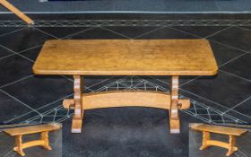 Arts & Crafts Oak Low Table (Cotswolds School) in the manner of Ernest Simpson, with an oblong adzed