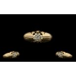 9ct Gold Single Stone Diamond Set Ring - Illusion Set, Fully Hallmarked for 9ct.