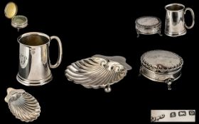 Antique Period Collection of Small Silver Items ( 3 ) In Total. Comprises 1/ A Small Silver Cup.