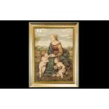 Vintage Tapestry Picture depicting Raphaels Madonna and Jesus and ST John The Baptist beautifully