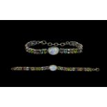 Antique Period - Solid Silver Stone Set Bracelet of Pleasing Design and Form. The Central Cabochon