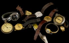 A Collection of Wrist Watches, to include Timex quartz watch, Ingersol quartz, manual wind,