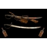 North African 19thC Short Sword with fine quality hand stitched leather sheath with tassels and