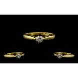 18ct Gold - Single Stone Diamond Ring, Fully Hallmarked for 18ct, The Single Diamond of Good