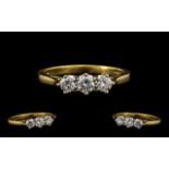 18ct Gold Good Quality 3 Stone Diamond Ring. The round brilliant cut diamonds of excellent colour/