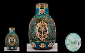 Zsolnay Pecs - attributed - Fine Quality 19th Century Painted Enamel Vase of ovoid form. Decorated