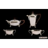 A Superb Quality and Attractive Art Deco Period Matched 4 Piece Sterling Silver Tea and Coffee