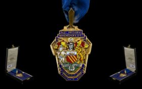 Manchester Silver Gilt & Enamel Badge 'P