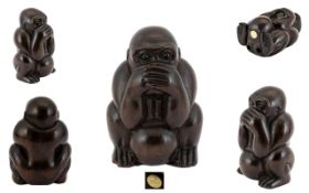 Japanese - Carved Boxwood Netsuke Depict