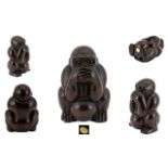 Japanese - Carved Boxwood Netsuke Depict