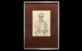 Abstract Print/Etching of a Seated Man w